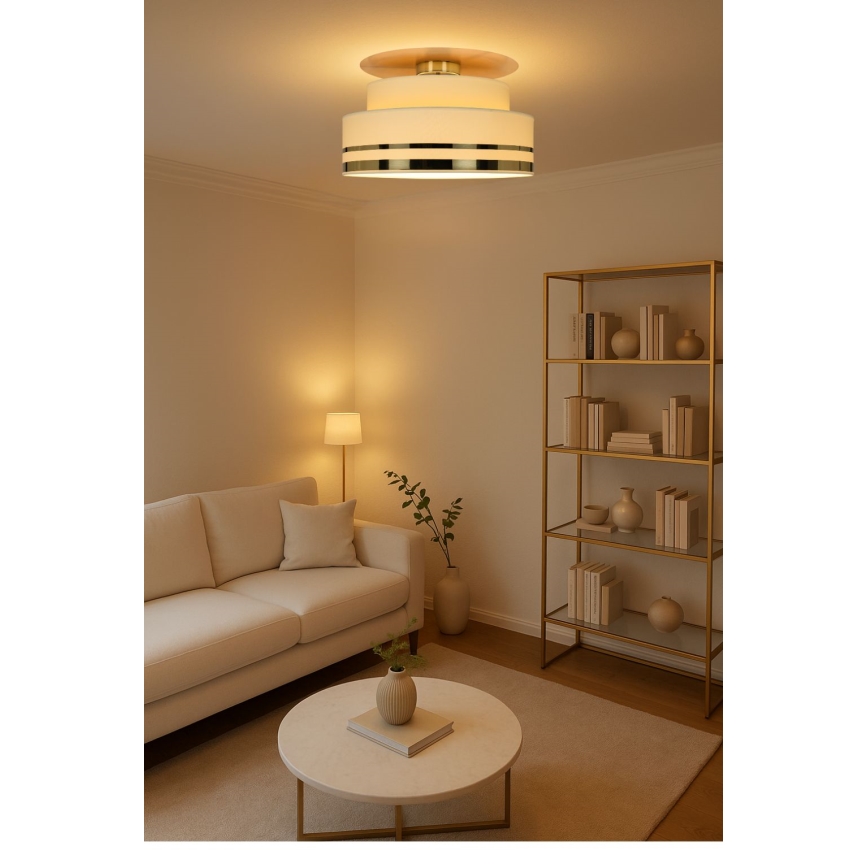 Iluminação de teto TAMI 1xE27/60W/230V diâmetro 40 cm bege/dourado