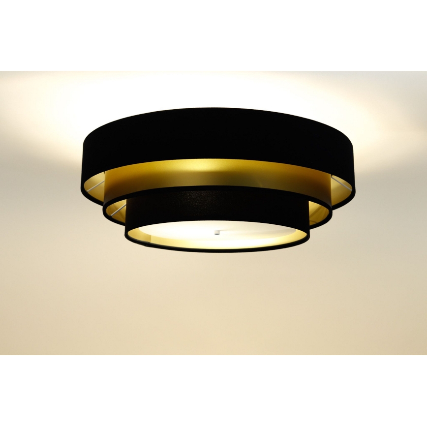 Iluminação de teto TRINITI 2xE27/60W/230V preto/dourada
