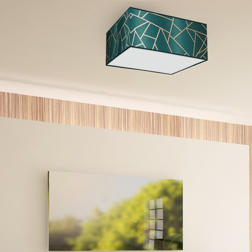 Iluminação de teto ZIGGY 2xE27/60W/230V turquesa/dourada