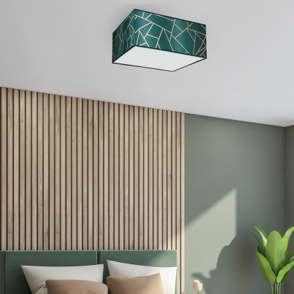 Iluminação de teto ZIGGY 2xE27/60W/230V turquesa/dourada