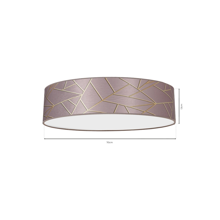 Iluminação de teto ZIGGY 3xE27/60W/230V rosa/dourada
