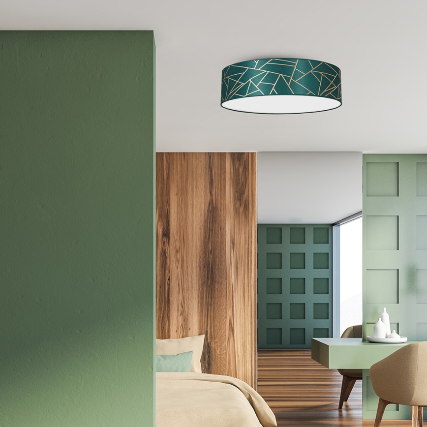 Iluminação de teto ZIGGY 3xE27/60W/230V turquesa/dourada