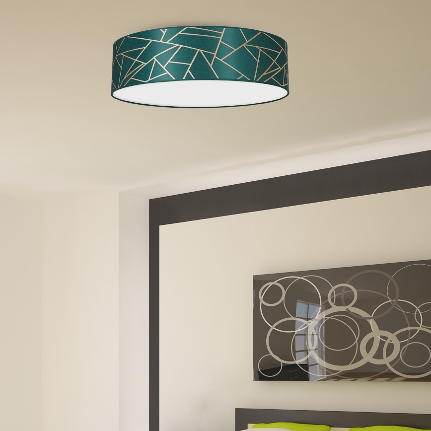 Iluminação de teto ZIGGY 3xE27/60W/230V turquesa/dourada