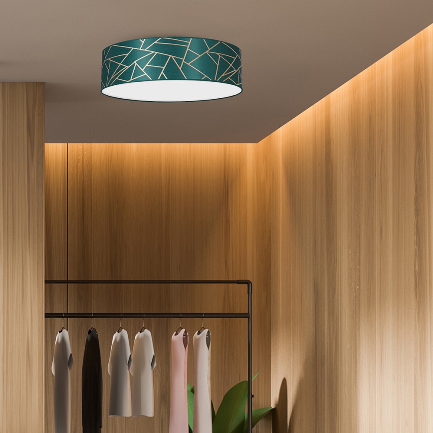 Iluminação de teto ZIGGY 3xE27/60W/230V turquesa/dourada