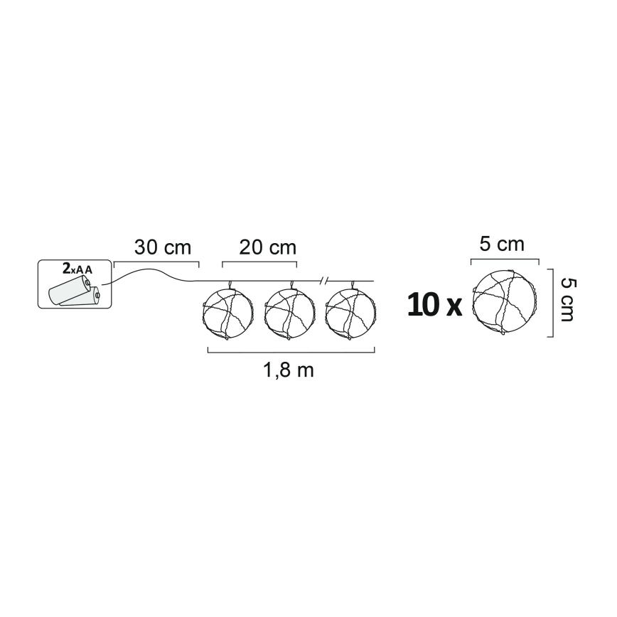Iluminação decorativa LED AHNE 10xLED/2xAA
