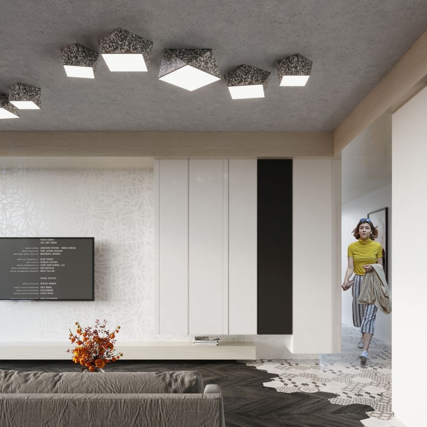 Iluminação do teto HEXA 2xE27/60W/230V prateada
