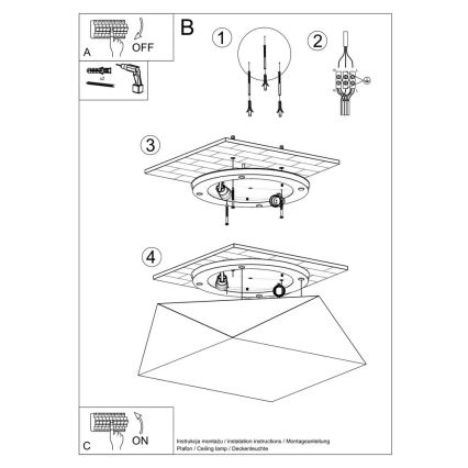 Iluminação do teto HEXA 2xE27/60W/230V prateada