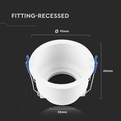 Iluminação embutida GU10 diâmetro 9 cm branco
