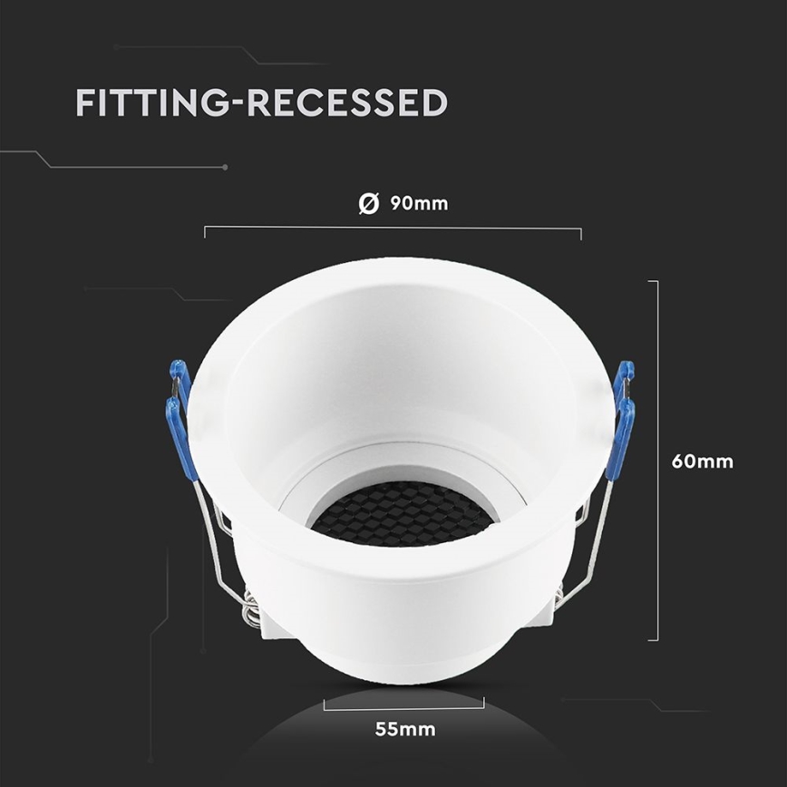 Iluminação embutida GU10 diâmetro 9 cm branco
