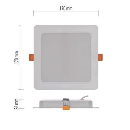 Iluminação embutida LED LED/18W/230V 17x17 cm branco