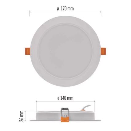 Iluminação embutida LED LED/18W/230V diâmetro 17 cm branco
