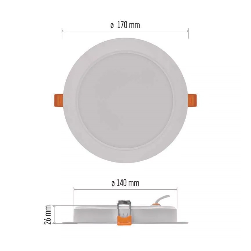 Iluminação embutida LED LED/18W/230V diâmetro 17 cm branco
