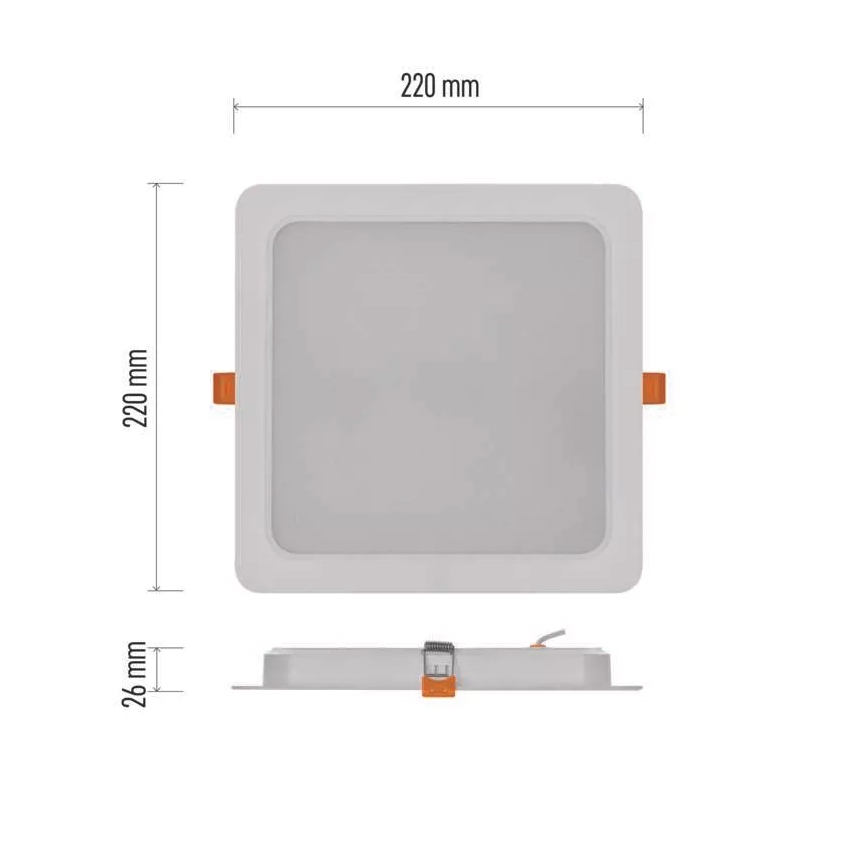 Iluminação embutida LED LED/24W/230V 22x22 cm branco
