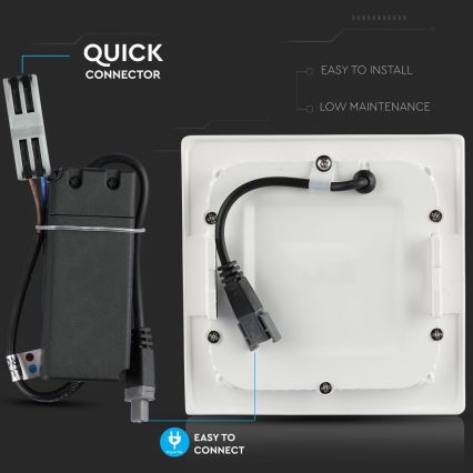 Iluminação embutida LED SAMSUNG CHIP LED/12W/230V 6400K quadrada