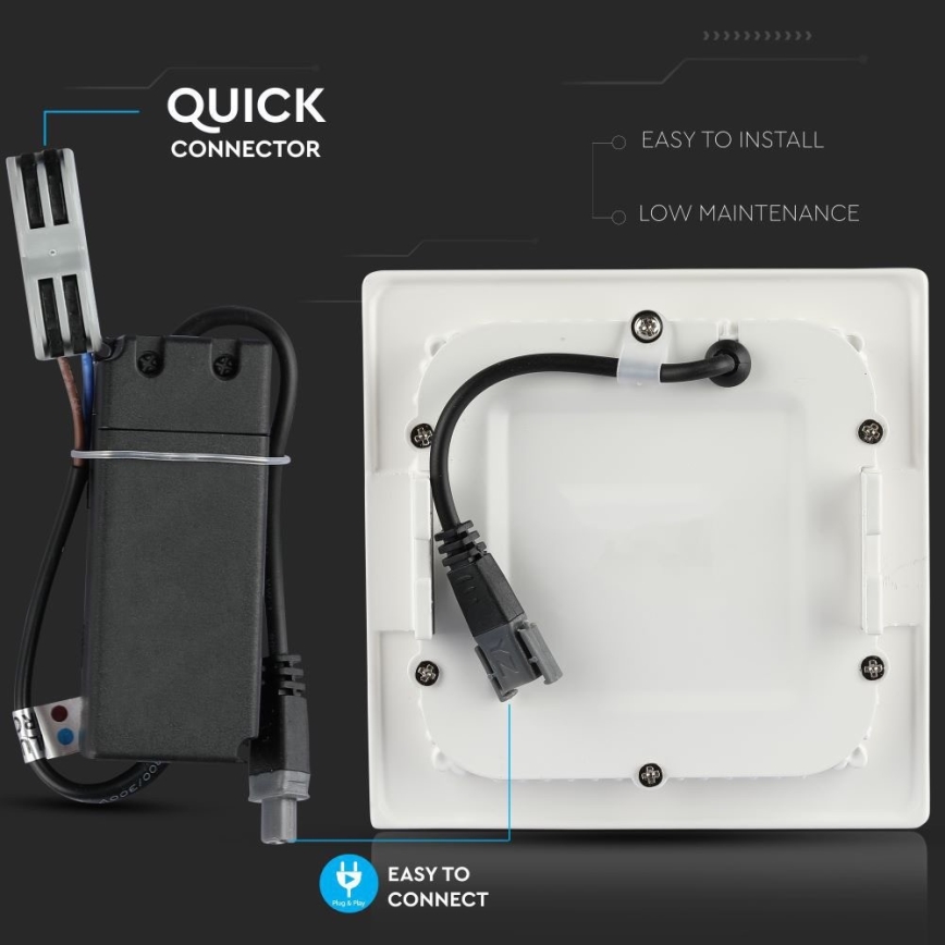 Iluminação embutida LED SAMSUNG CHIP LED/12W/230V 6400K quadrada