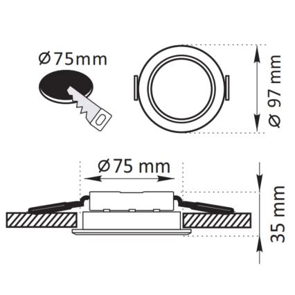 Iluminação embutida LED ZOE LED/4,8W/230V preto