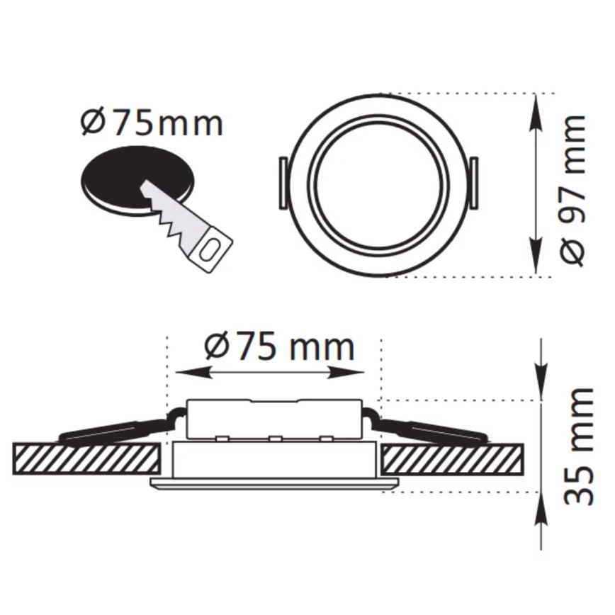 Iluminação embutida LED ZOE LED/4,8W/230V preto