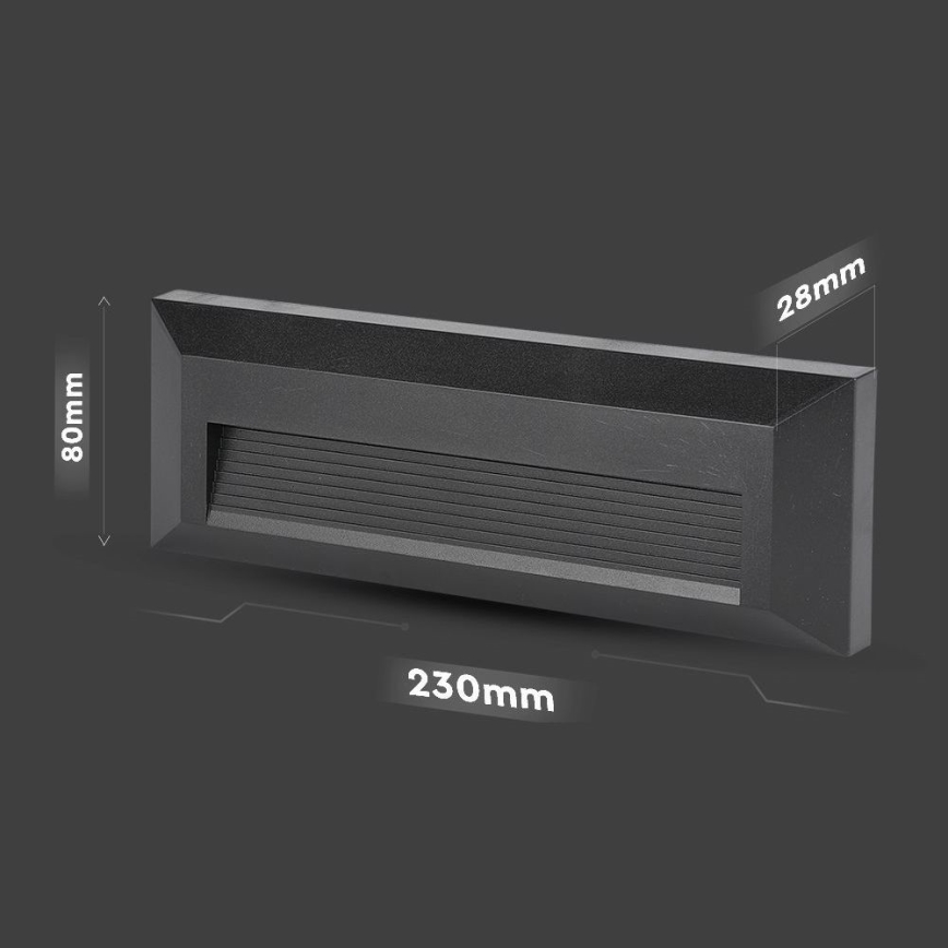 Iluminação exterior de escada LED LED/3W/230V IP65 3000K preto
