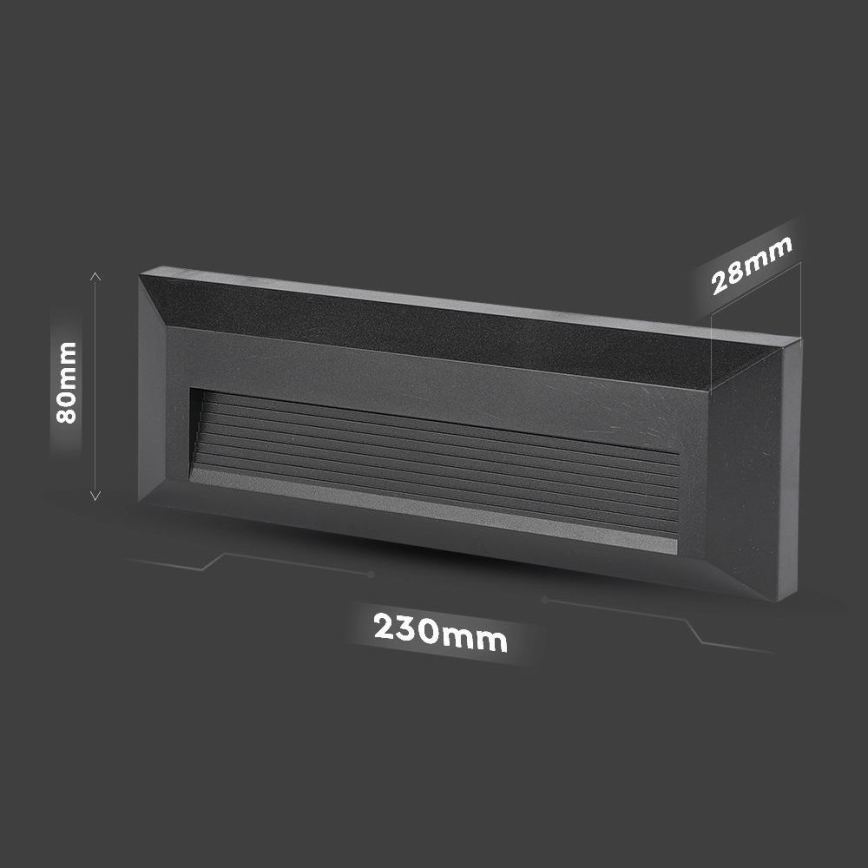 Iluminação exterior de escada LED LED/3W/230V IP65 4000K preto