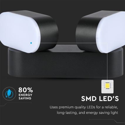Iluminação exterior de parede flexível LED 2xLED/12W/230V IP65 preta