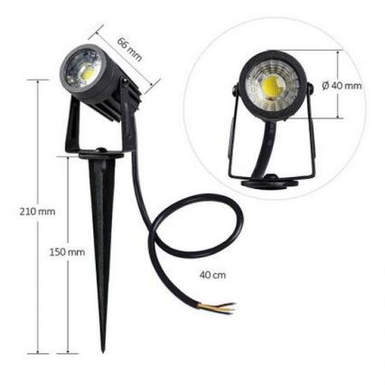 Iluminação exterior LED LED/3W/230V 2800K IP67 preto