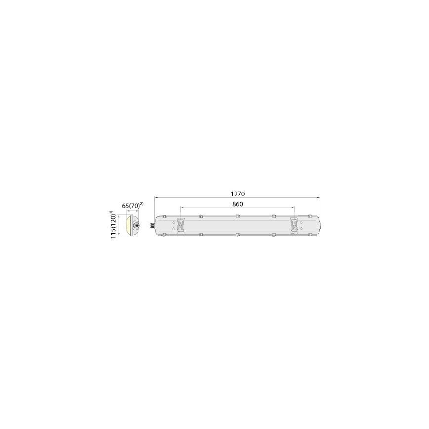 Iluminação fluorescente industrial 2xG13/18W/230V IP65 1200mm