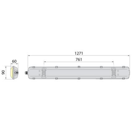 Iluminação industrial fluorescente 2xG13/18W/230V IP65 1270 mm
