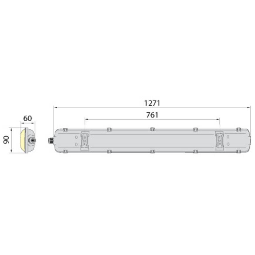 Iluminação industrial fluorescente 2xG13/18W/230V IP65 1270 mm