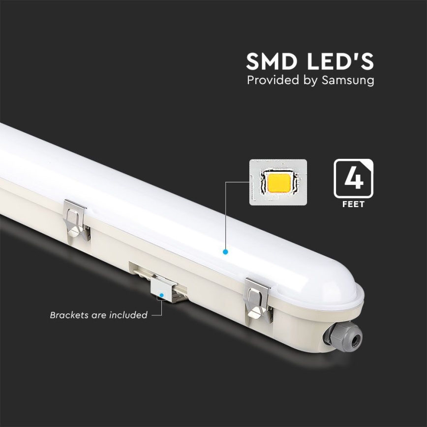 Iluminação industrial fluorescente LED com módulo de emergência EMERGENCY LED/36W/230V 6500K 120cm IP65