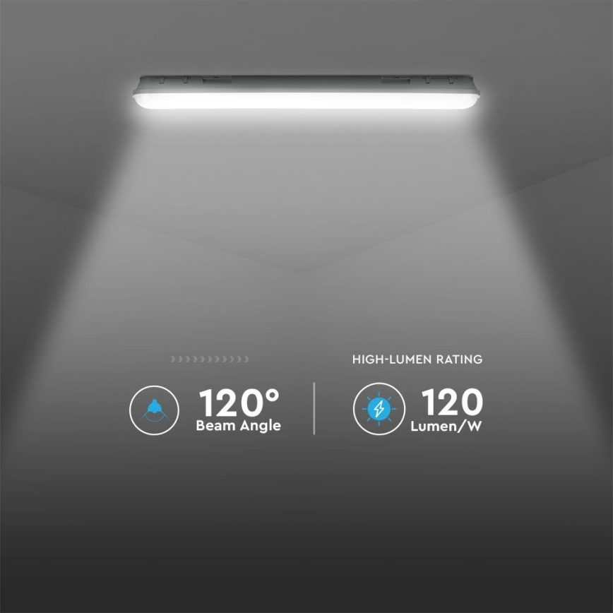Iluminação industrial fluorescente LED com módulo de emergência EMERGENCY LED/36W/230V 6500K 120cm IP65