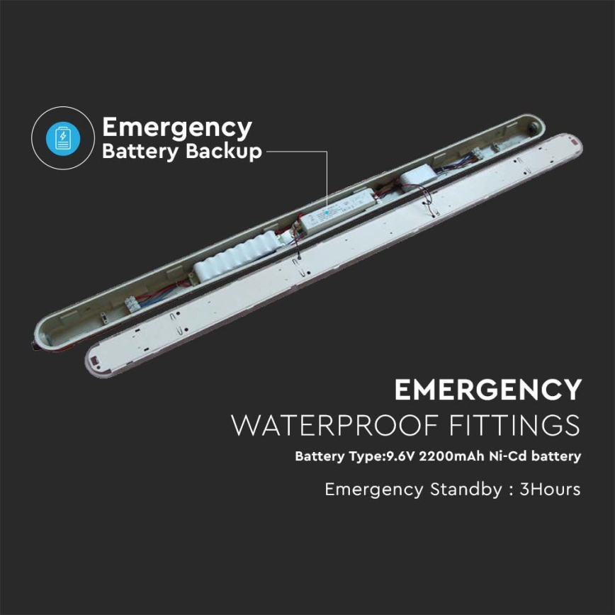Iluminação industrial fluorescente LED com módulo de emergência EMERGENCY LED/36W/230V 6500K 120cm IP65