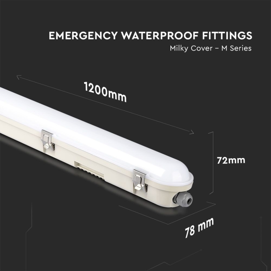Iluminação industrial fluorescente LED com módulo de emergência EMERGENCY LED/36W/230V 6500K 120cm IP65
