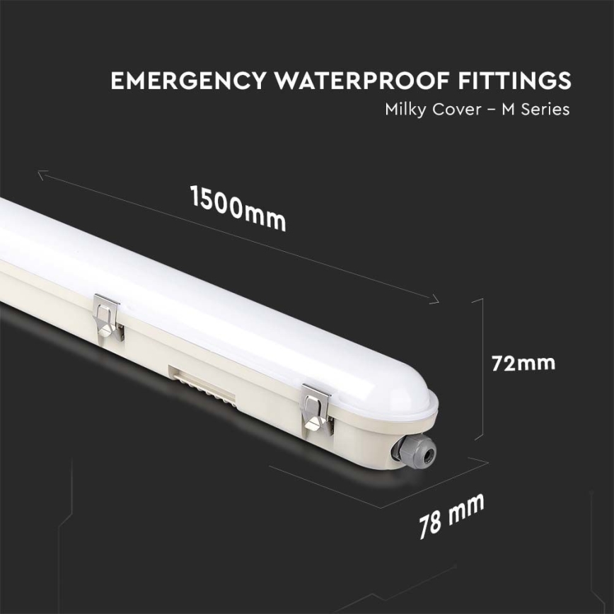 Iluminação industrial fluorescente LED com módulo de emergência EMERGENCY LED/48W/230V 4000K 150cm IP65