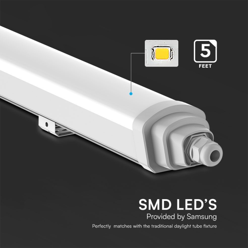 Iluminação industrial fluorescente LED SAMSUNG CHIP LED/48W/230V 4000K IP65 150 cm