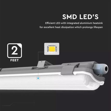 Iluminação industrial fluorescente LED T8 1xG13/18W/230V 4000K 120cm IP65