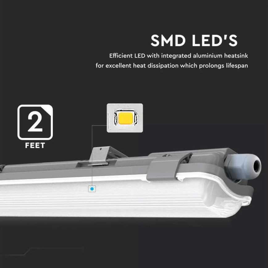 Iluminação industrial fluorescente LED T8 1xG13/18W/230V 4000K 120cm IP65