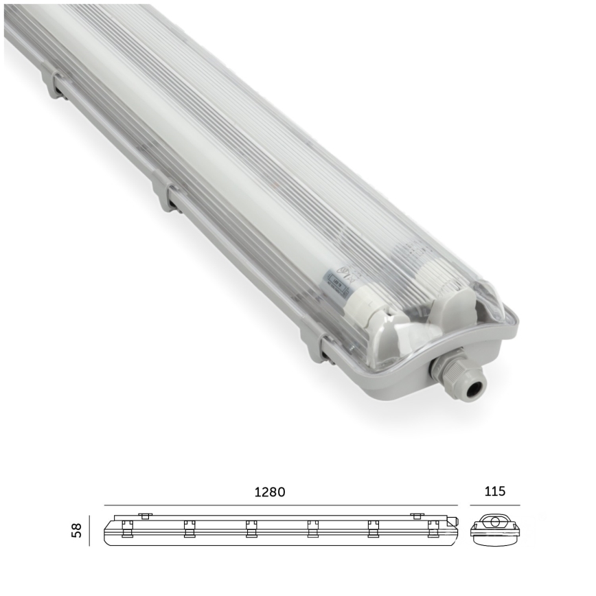 Iluminação industrial fluorescente LED T8 2xG13/18W/230V 4000K IP65