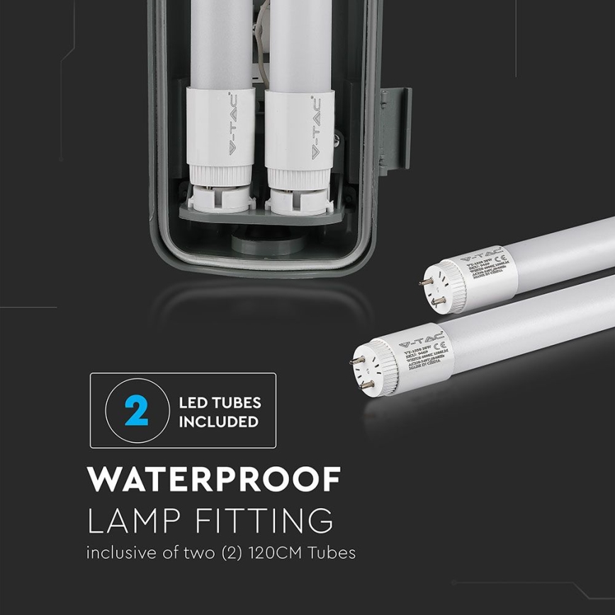 Iluminação industrial fluorescente LED T8 2xG13/22W/230V IP65 4000K 156 cm
