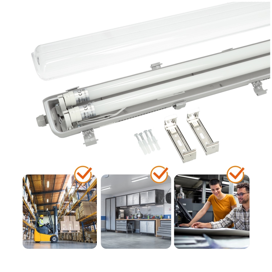Iluminação industrial fluorescente LED T8 2xG13/9W/230V 4000K IP65 67,5 cm