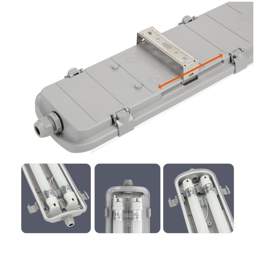 Iluminação industrial fluorescente LED T8 2xG13/9W/230V 4000K IP65 67,5 cm