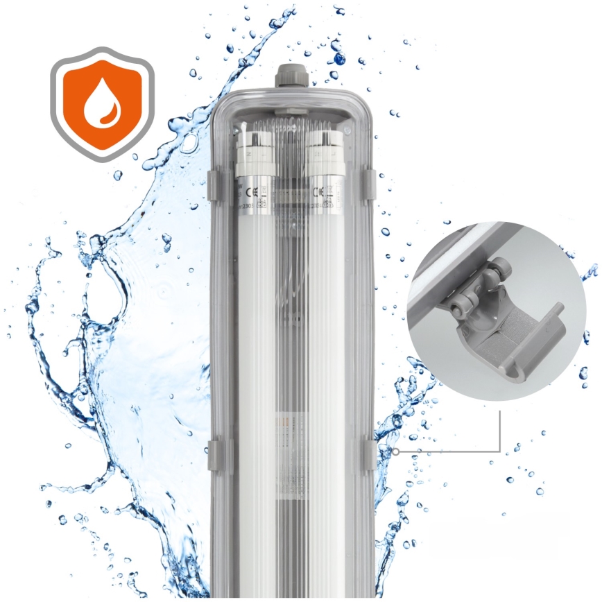 Iluminação industrial fluorescente LED T8 2xG13/9W/230V 4000K IP65 67,5 cm