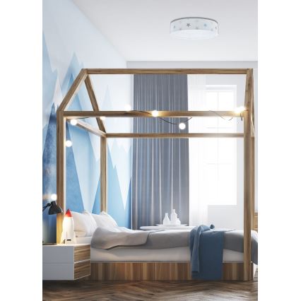 Iluminação de teto LED com regulação SMART GALAXY KIDS LED/24W/230V 3000-6500K estrelas branco/cinzento/azul + controlo remoto