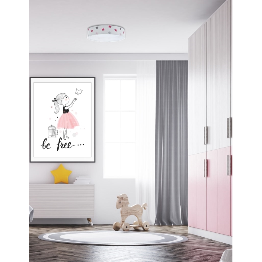 Iluminação de teto LED com regulação SMART GALAXY KIDS LED/24W/230V 3000-6500K estrelas branco/rosa/cinzento + controlo remoto