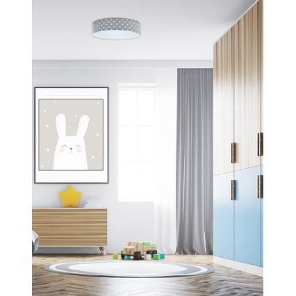 Iluminação de teto LED com regulação SMART GALAXY KIDS LED/24W/230V 3000-6500K estrelas cinzento/branco + controlo remoto