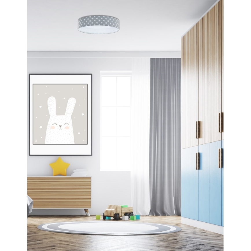 Iluminação de teto LED com regulação SMART GALAXY KIDS LED/24W/230V 3000-6500K estrelas cinzento/branco + controlo remoto