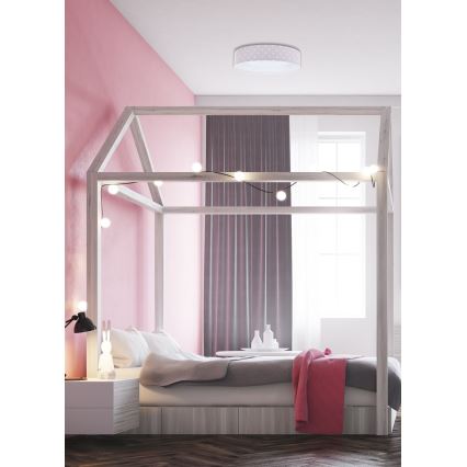 Iluminação de teto LED com regulação SMART GALAXY KIDS LED/24W/230V 3000-6500K estrelas rosa/branco + controlo remoto