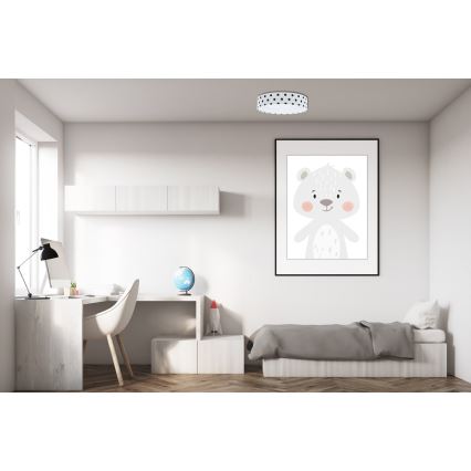 Iluminação de teto LED com regulação SMART GALAXY KIDS LED/24W/230V 3000-6500K pontos branco/preto + controlo remoto