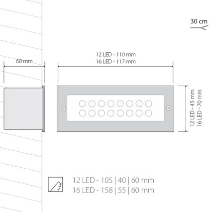 Iluminação LED de exterior INDEX 1x12LED/1W/230V IP54
