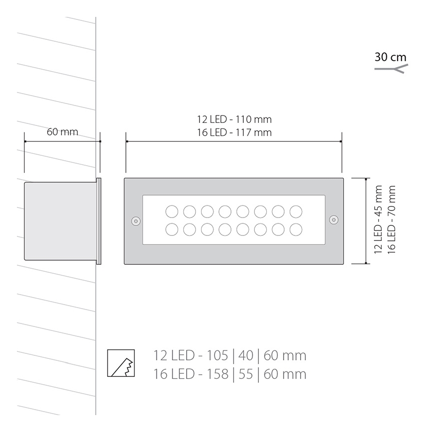 Iluminação LED de exterior INDEX 1x12LED/1W/230V IP54