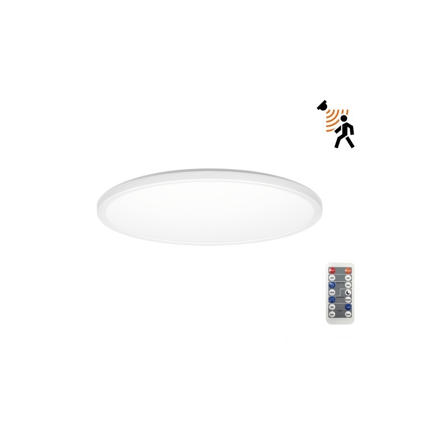 Luz LED para casa de banho com sensor de movimento e anoitecer NIVERA LED/12W/230V IP54 3000/4000/6000K diâmetro 22,5 cm branco + comando